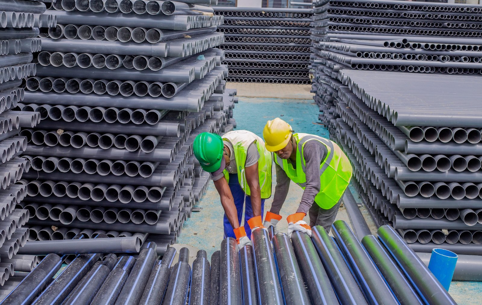 uvriers production tuyaux PVC et PEHD IBP au Bénin