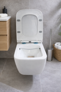 WC suspendu moderne et économique en eau au Bénin