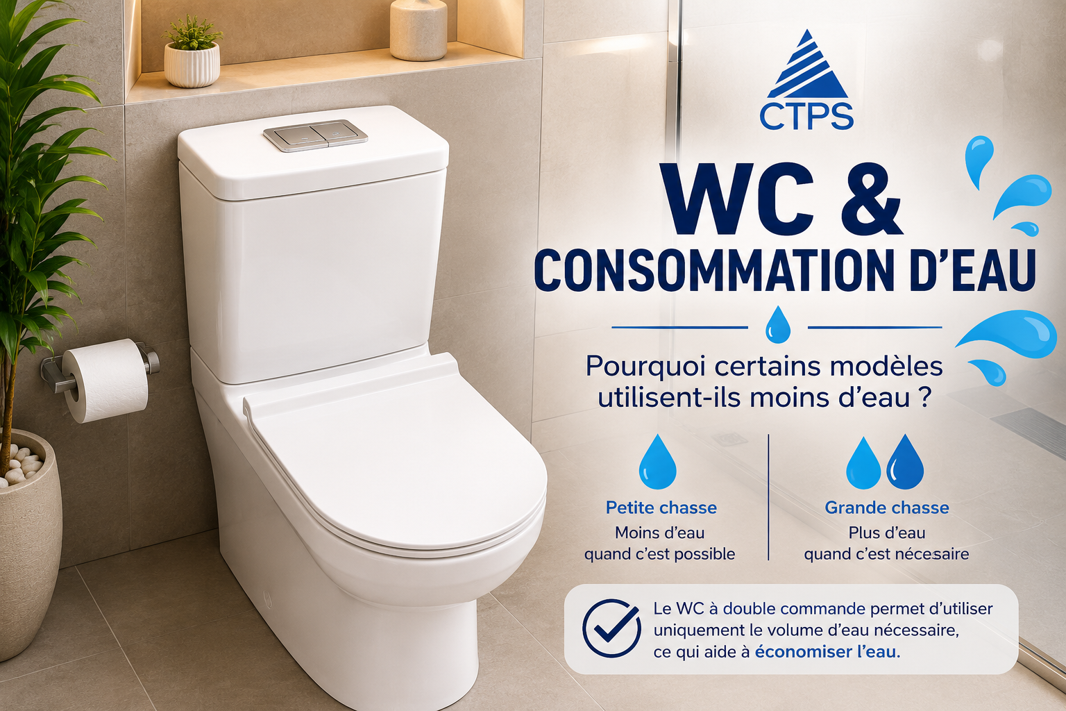 C à double chasse pour réduire la consommation d’eau