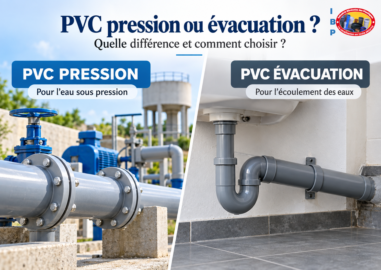 Tuyau PVC pression et tuyau PVC évacuation : comparaison de leurs usages au Bénin